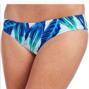 Rachel Roy Tropical Blue Leaf Print Bikini Bottom
